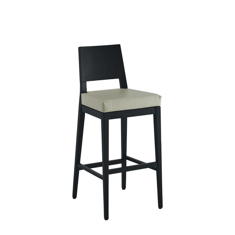 Porcino Bar Stool in Black with Ivory Seat Pad