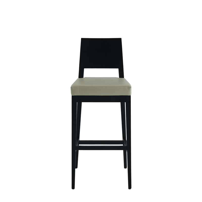 Porcino Bar Stool in Black with Ivory Seat Pad