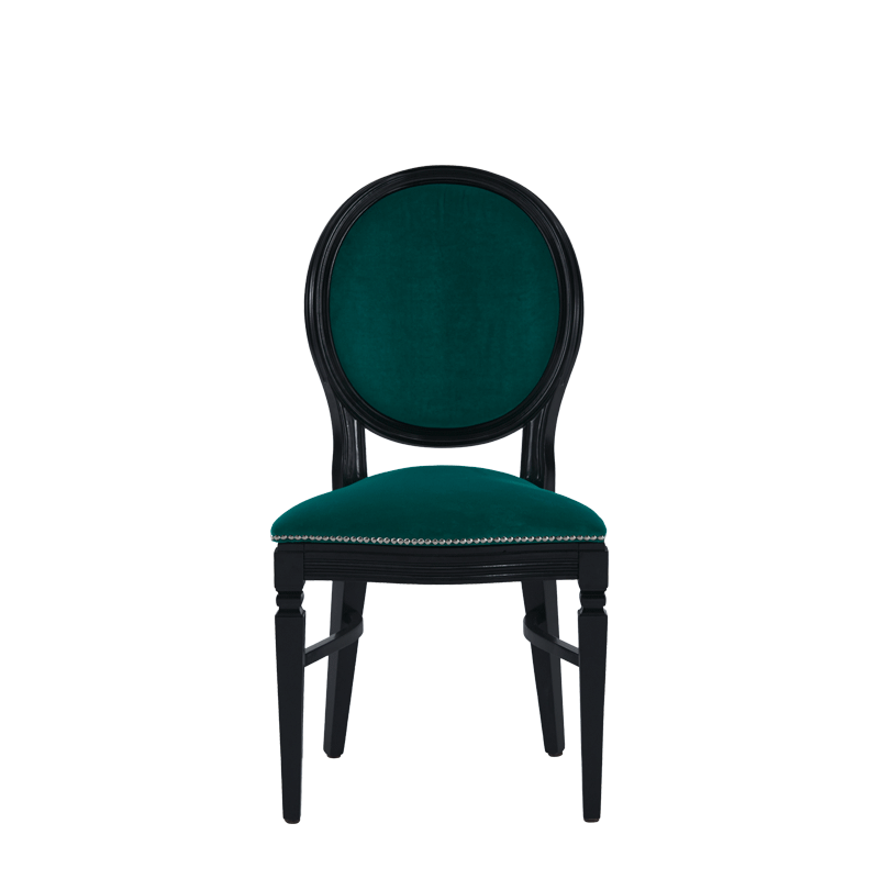 Chandelle Chair in Black with Jade Velvet Seat Pad