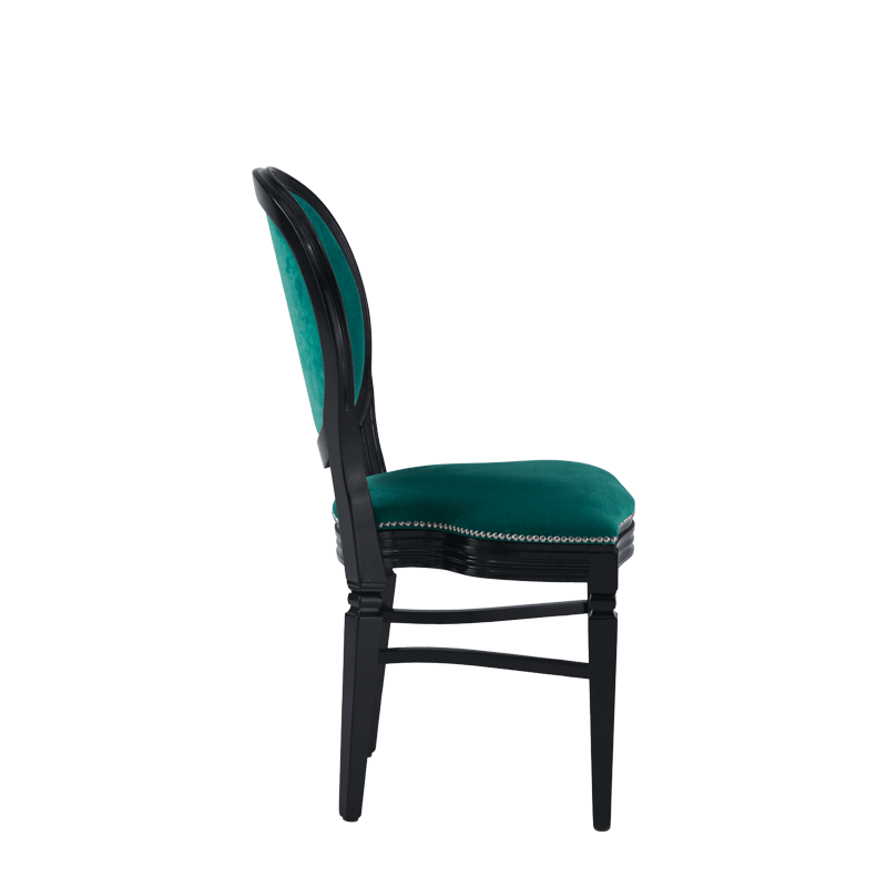 Chandelle Chair in Black with Jade Velvet Seat Pad