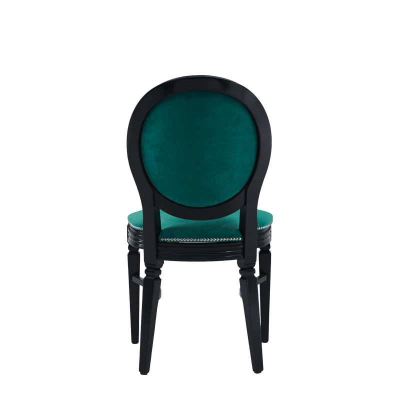 Chandelle Chair in Black with Jade Velvet Seat Pad