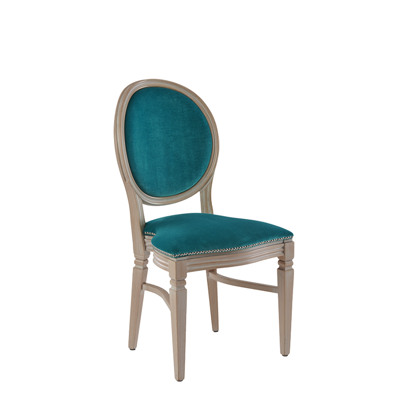 Chandelle Chair in Ivory with Jade Velvet Seat Pad