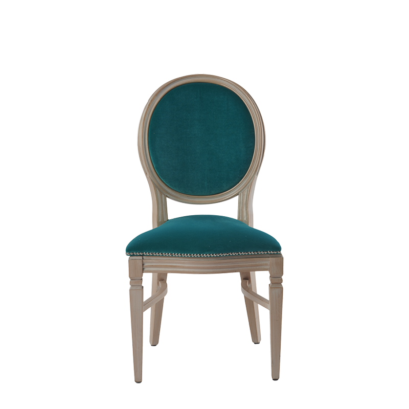 Chandelle Chair in Ivory with Jade Velvet Seat Pad