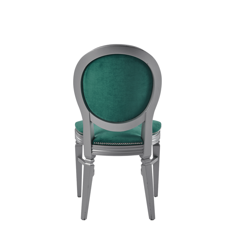 Chandelle Chair in Silver with Jade Velvet Seat Pad