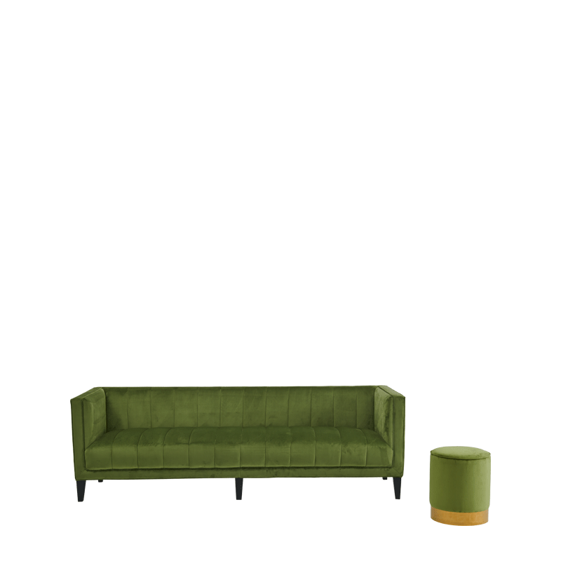 Hollywood Ottoman in Kiwi Velvet