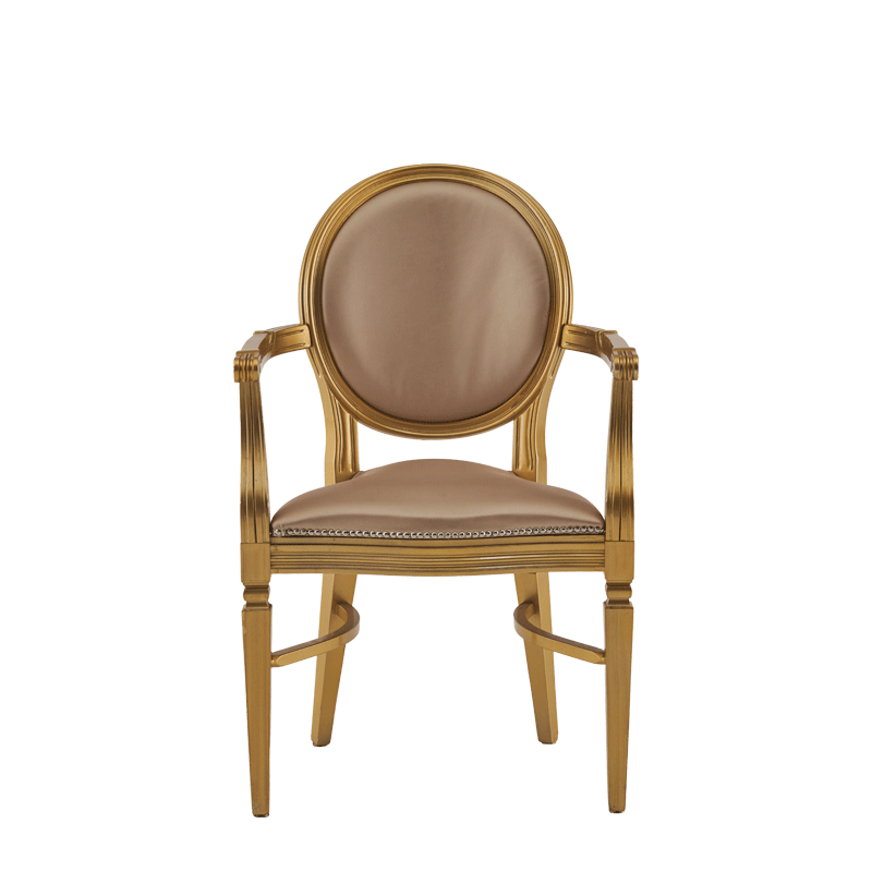 Chandelle Armchair in Gold with Latte Seat Pad