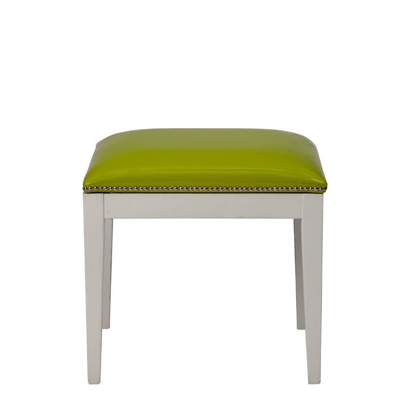 Divano Ottoman in White with Lime Seat Pad