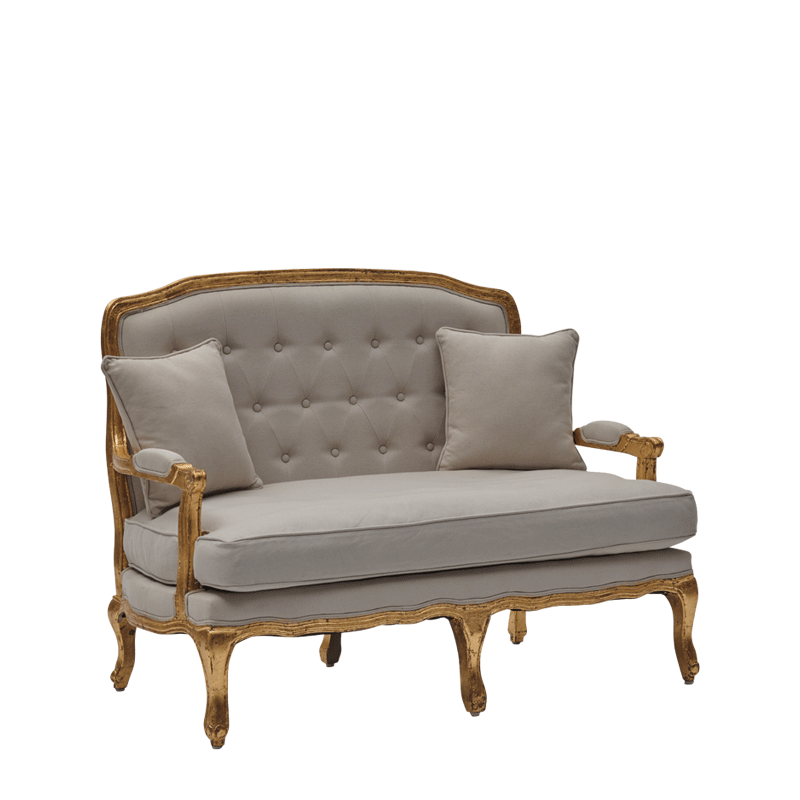 Paris Settee Sofa in Gold upholstered in Linen