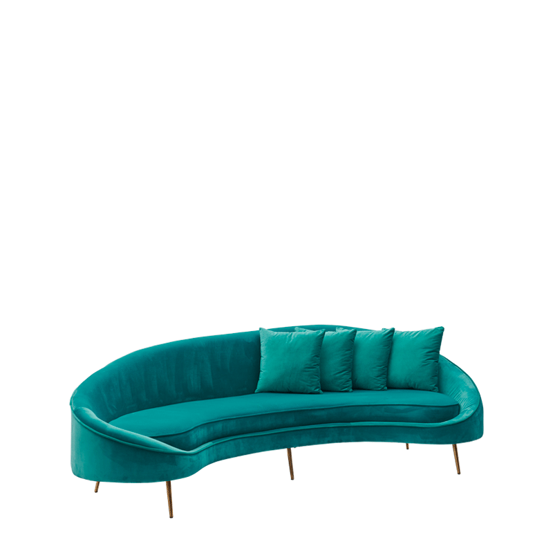 LA Sofa in Maldive Blue Velvet