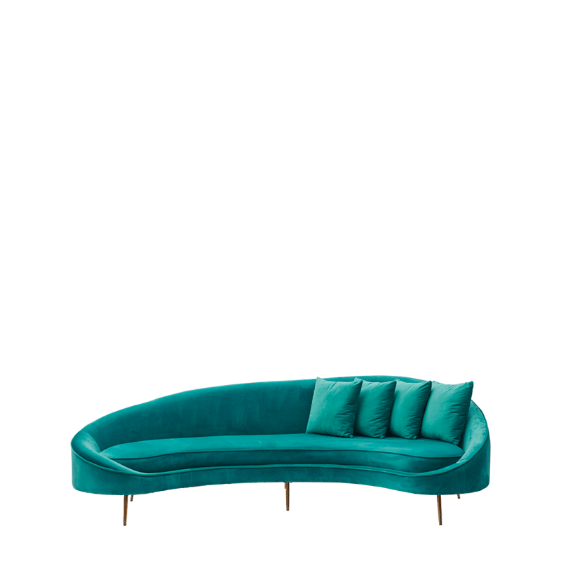 LA Sofa in Maldive Blue Velvet