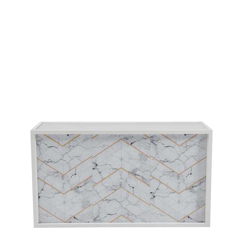 Unico Bar with White Frame and Marble Gold Line Front