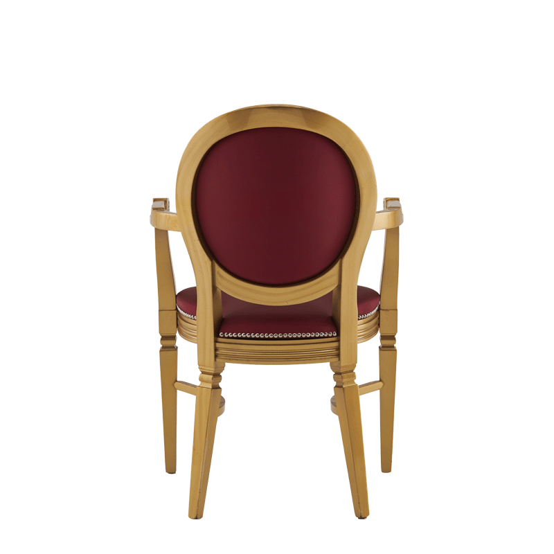 Chandelle Armchair in Gold with Merlot Seat Pad