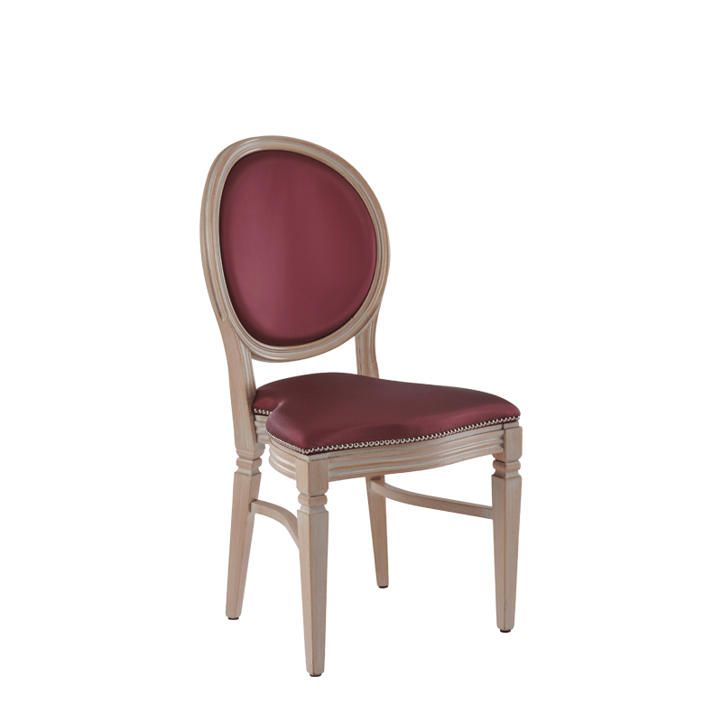 Chandelle Chair in Ivory with Merlot Seat Pad