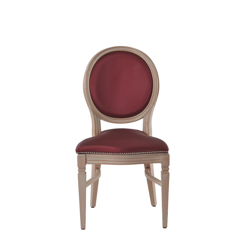 Chandelle Chair in Ivory with Merlot Seat Pad