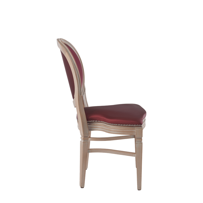 Chandelle Chair in Ivory with Merlot Seat Pad