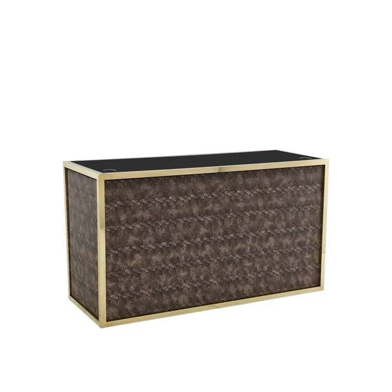 Unico DJ Booth - Gold Frame - Taupe Snake Skin Upholstered Panels
