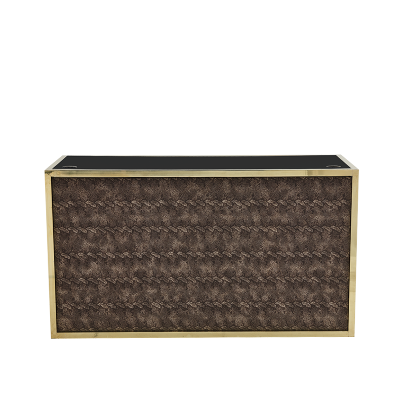 Unico DJ Booth - Gold Frame - Taupe Snake Skin Upholstered Panels