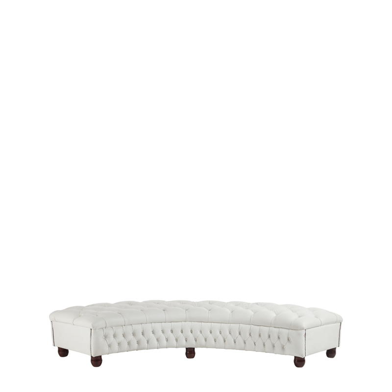 Chesterfield Curved Bench in White