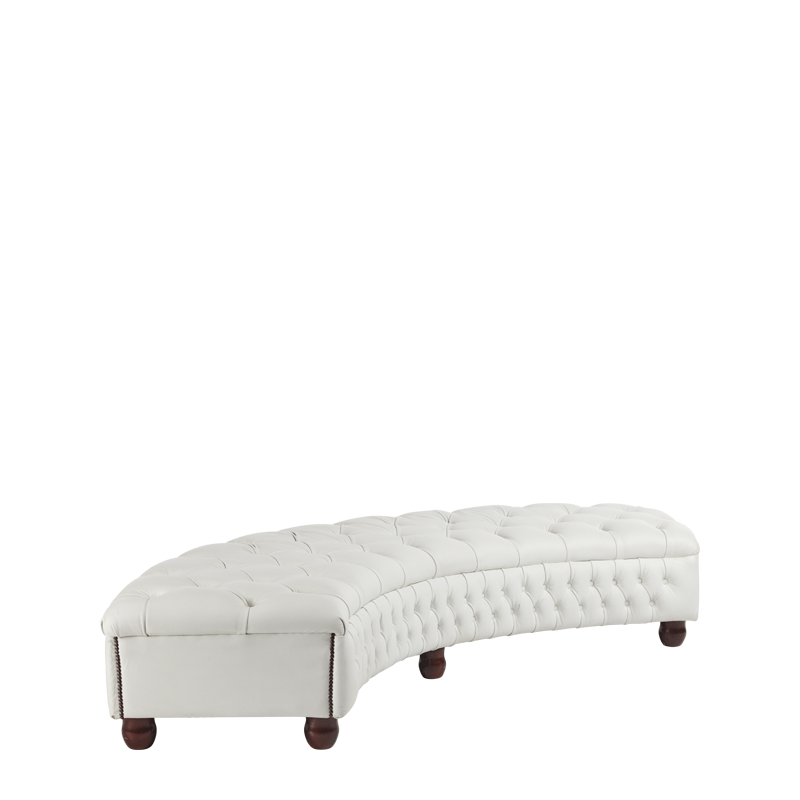 Chesterfield Curved Bench in White