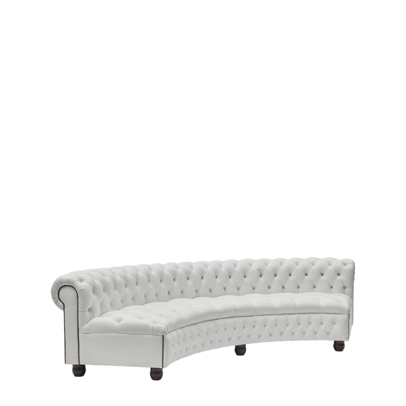 Chesterfield Curved Sofa in White