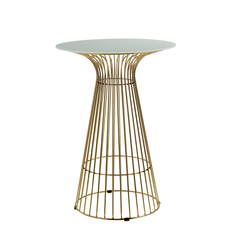 Gianni Poseur Table in Gold with White Crystal Top