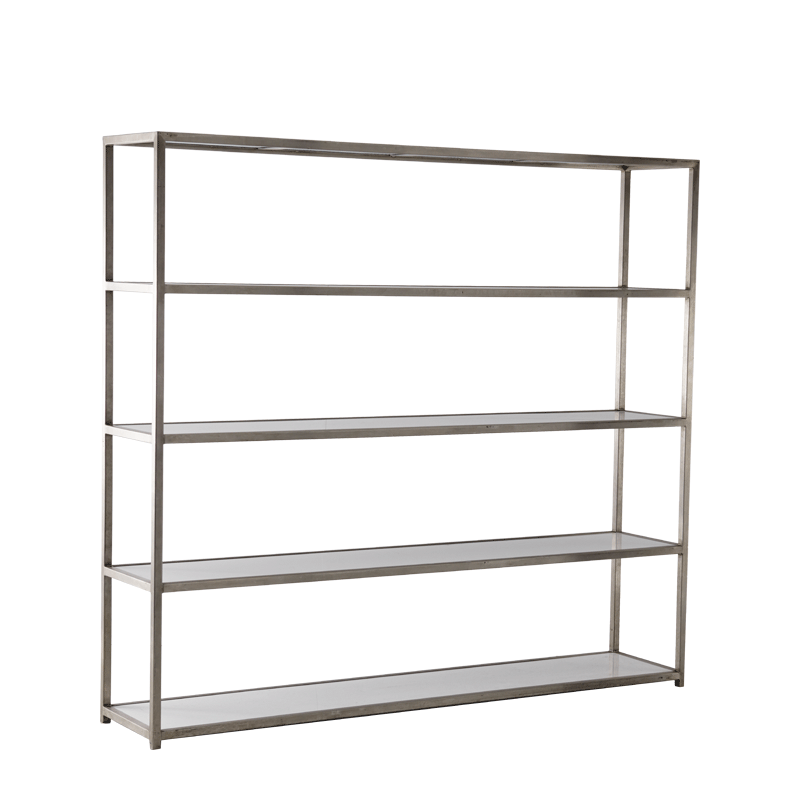 Unico Shelving Unit with Stainless Steel Frame and White Panels