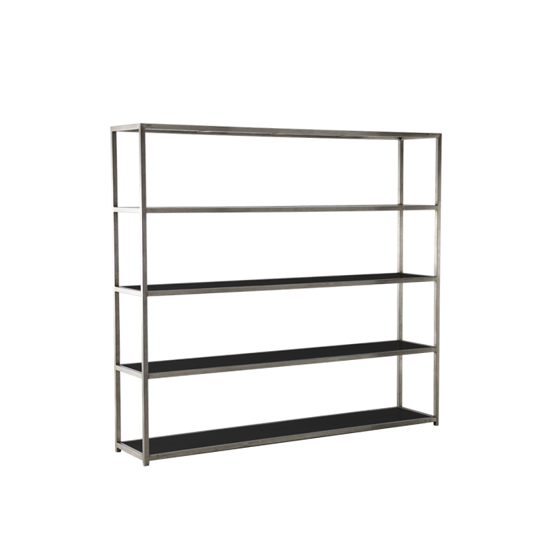 Unico Shelving Unit with Stainless Steel Frame in Black