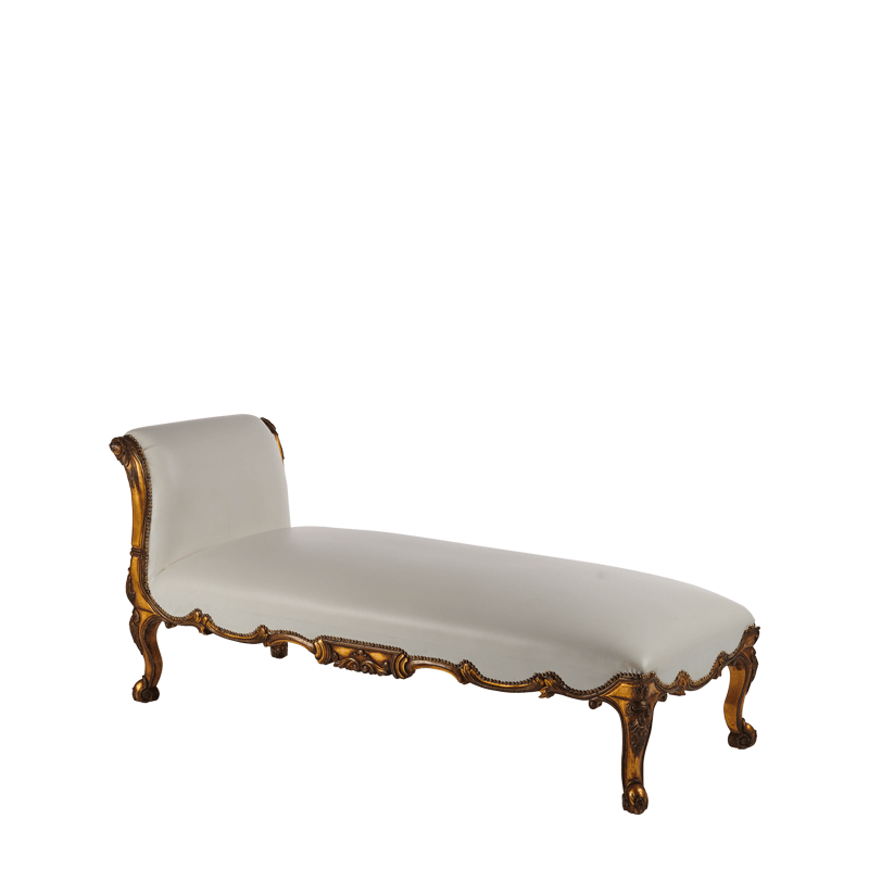 Versailles Chaise in Antique Gold with White Seat Pad