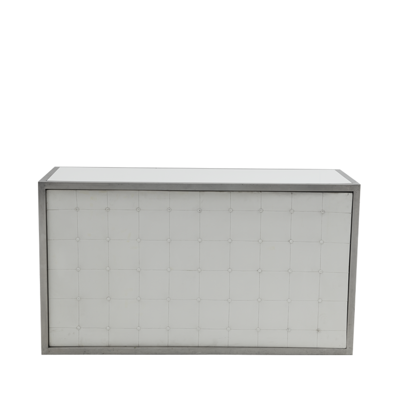 Unico Bar - Stainless Steel Frame - White Upholstered Panels 