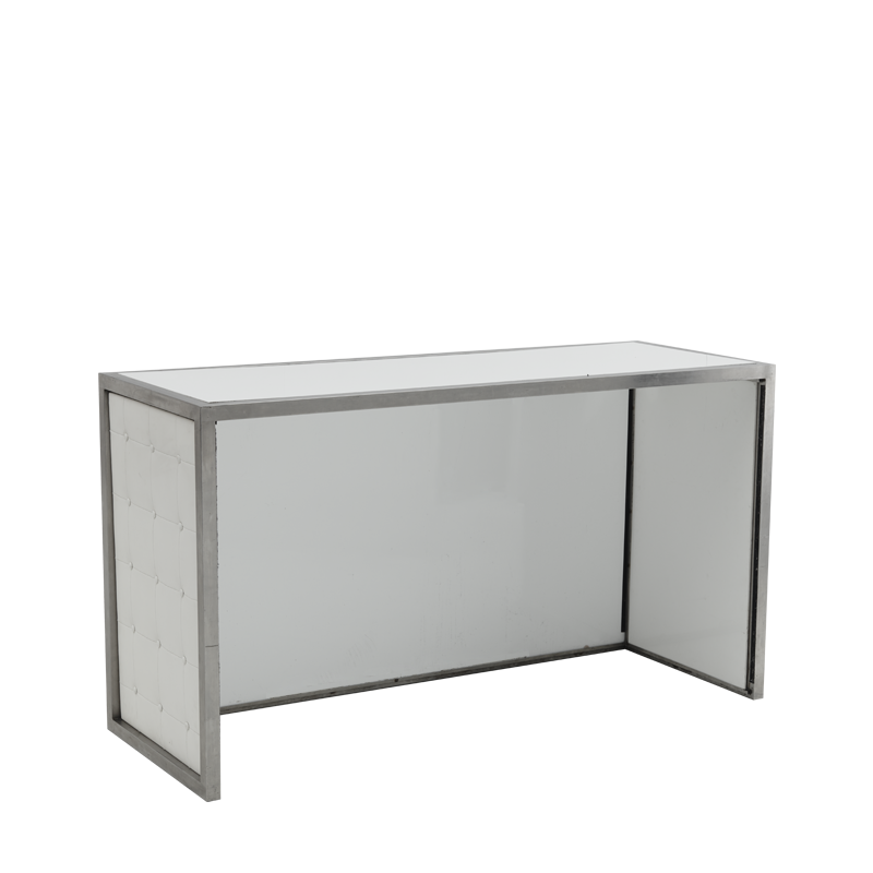 Unico Bar - Stainless Steel Frame - White Upholstered Panels 