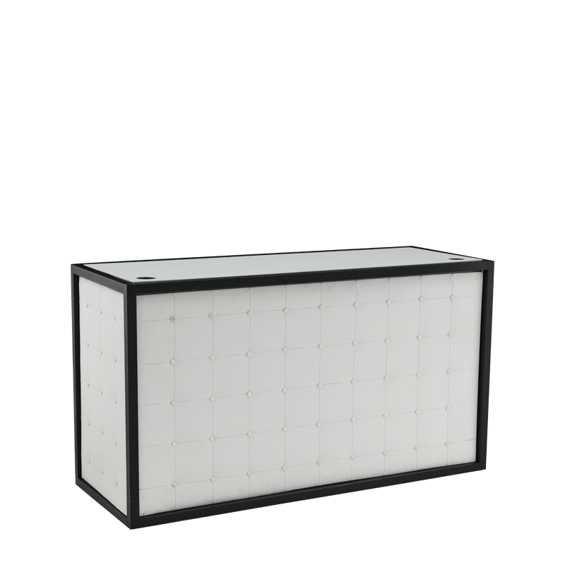 Unico  DJ Booth - Black Frame - White Upholstered Panels