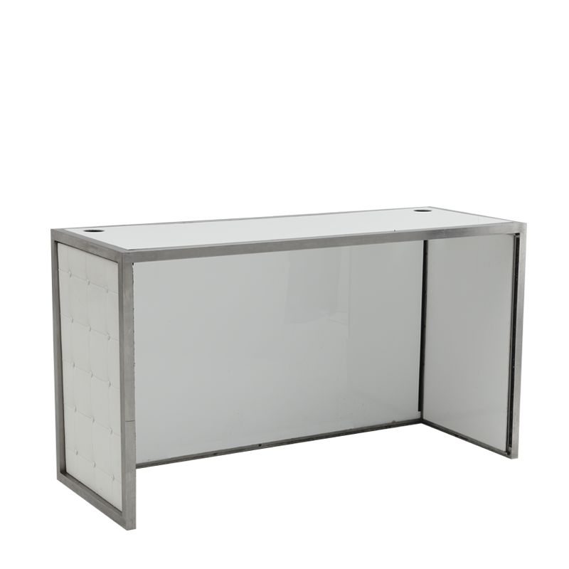 Unico DJ Booth - Stainless Steel Frame - White Upholstered Panels