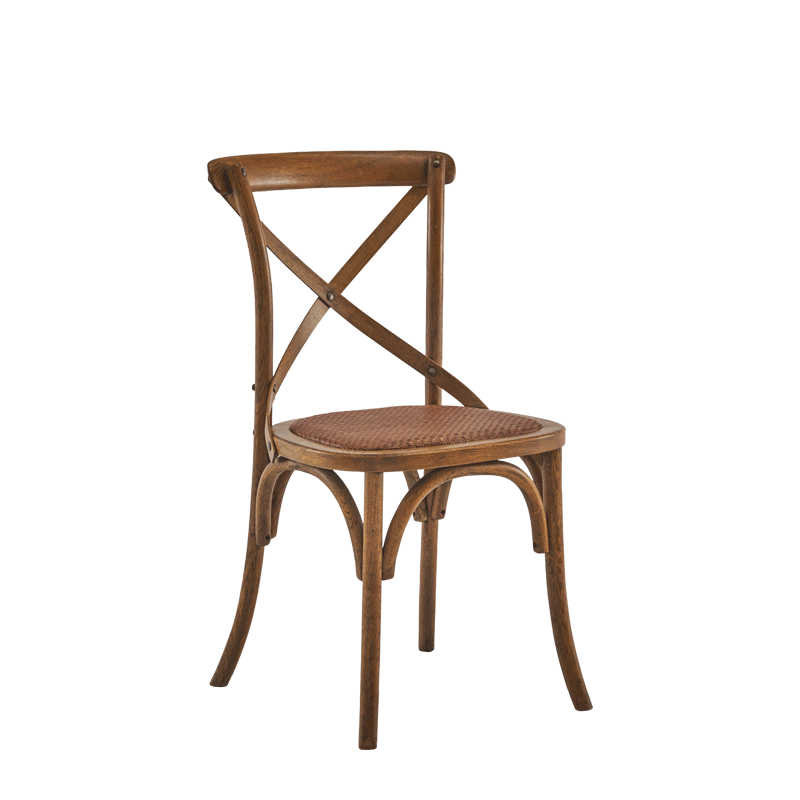 Coco Chair in Natural Wood with Cane Work Seat Pad