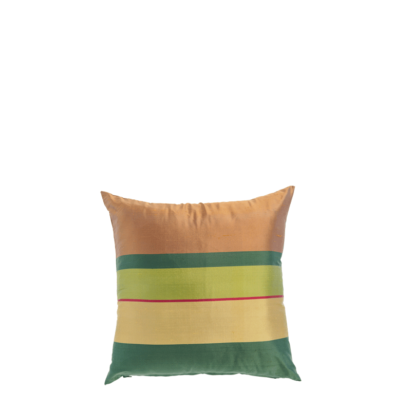 Brown Cushion with Green Stripes