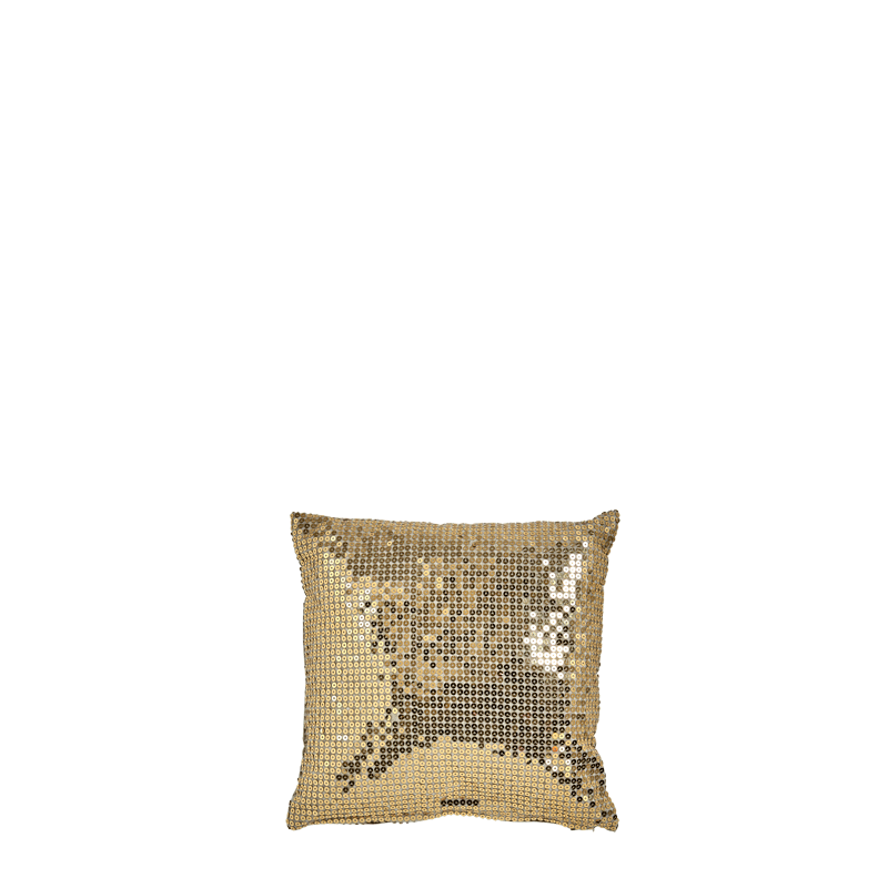 Gold Silk Cushion with Disco Print