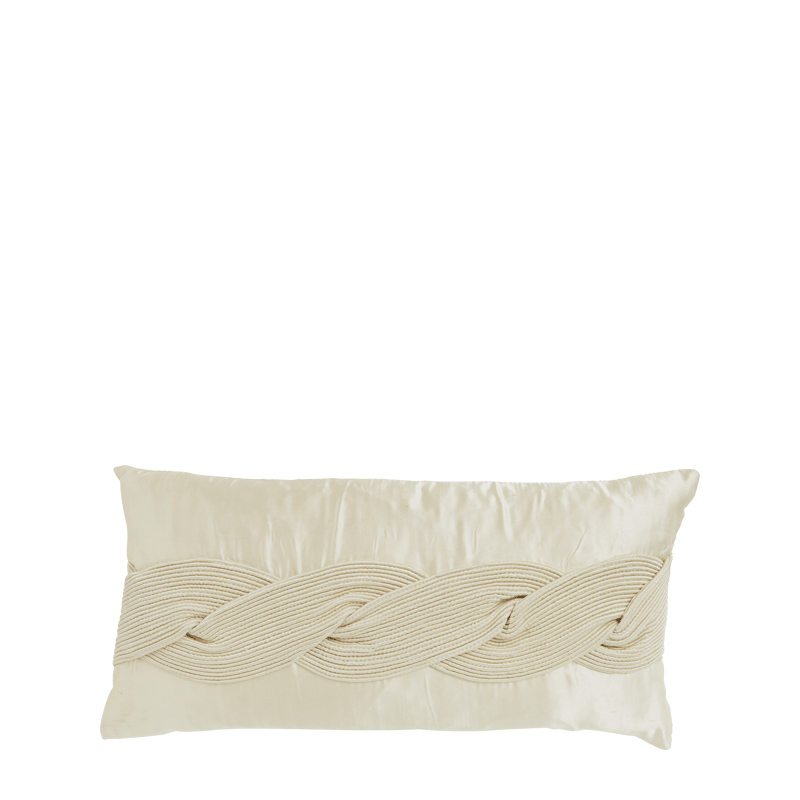 Ivory Silk Cushion with Rope Design