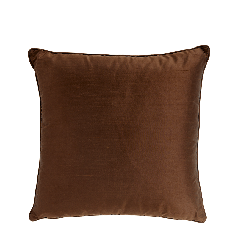 Brown Satin Cushion with Piped Edges