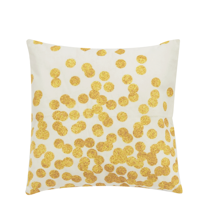 White Velvet Cushion with Golden Rounds