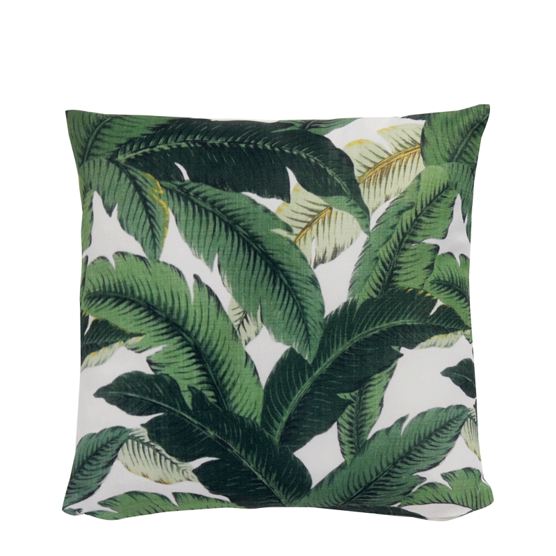 Cushion with Dark Green Palm Print