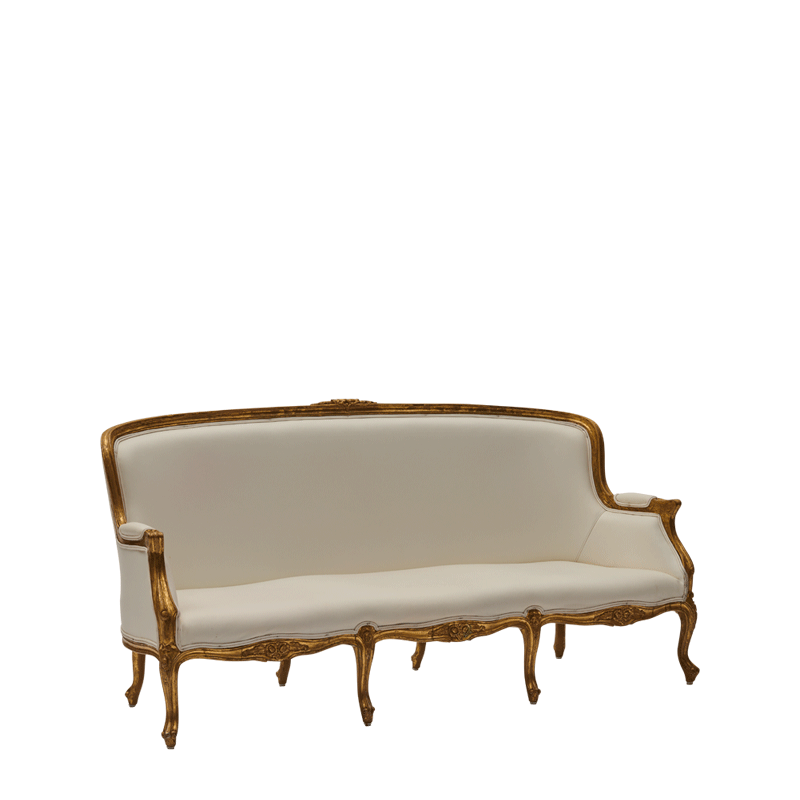 Empire Settee Sofa Gold Frame in Ivory