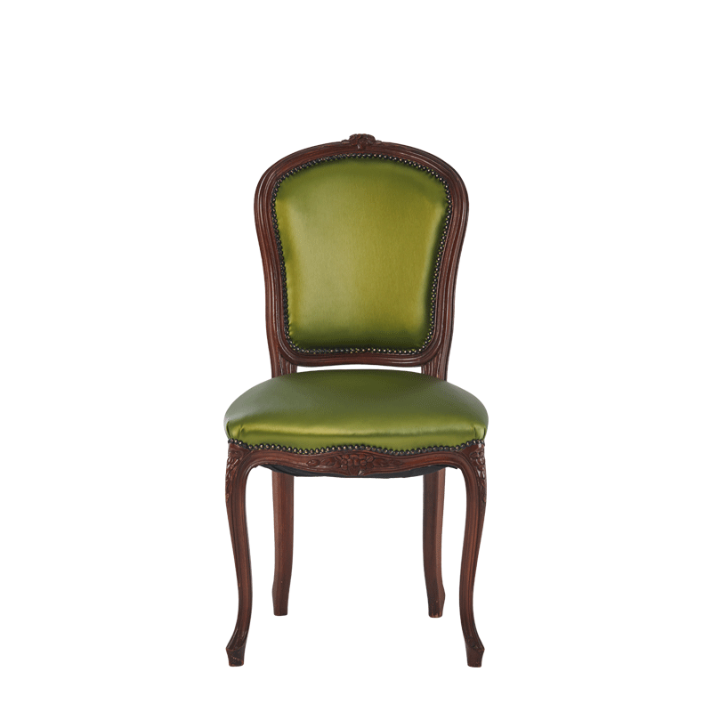 Lauren Chair in Brown with Chartreuse Green Seat Pad