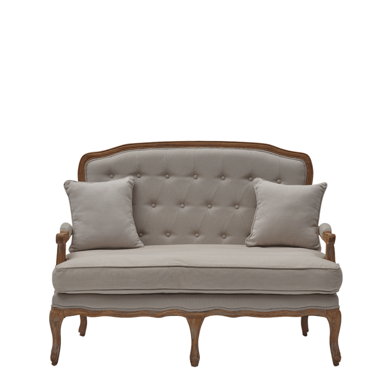 Paris Settee Sofa in Oak upholstered in Linen