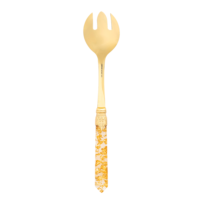 Gold confetti serving fork