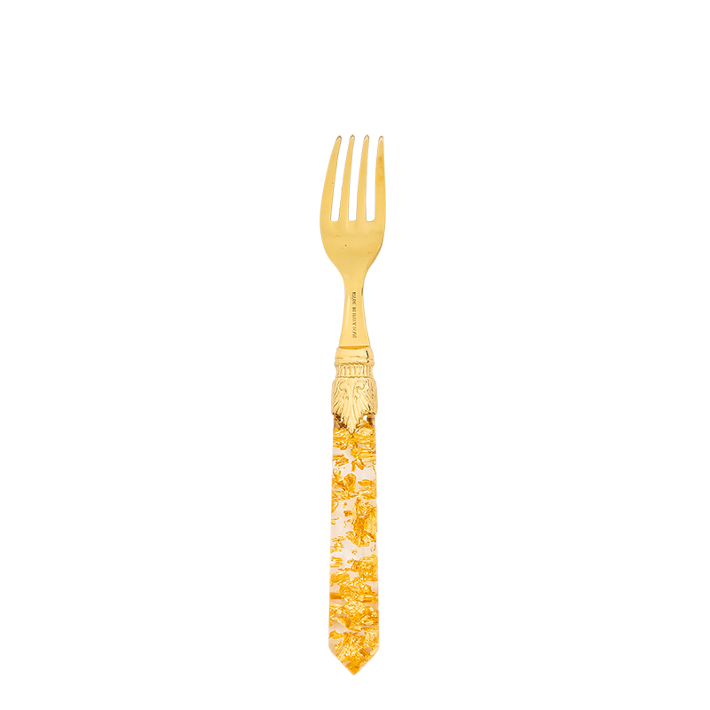 Gold confetti dessert fork Hire Options Greathire London