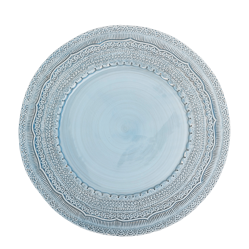 Pastel blue Dentelle presentation plate Ø 33 cm