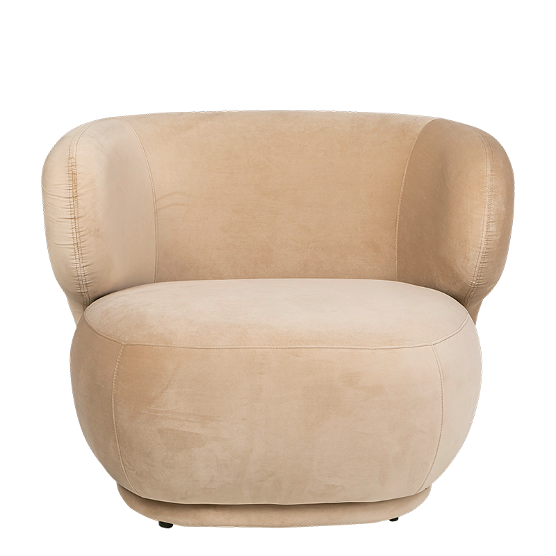 Elton taupe velvet armchair 78 x 90 cm H 70 cm