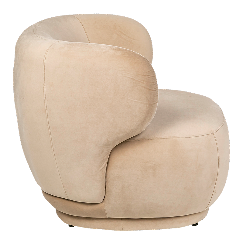 Elton taupe velvet armchair 78 x 90 cm H 70 cm