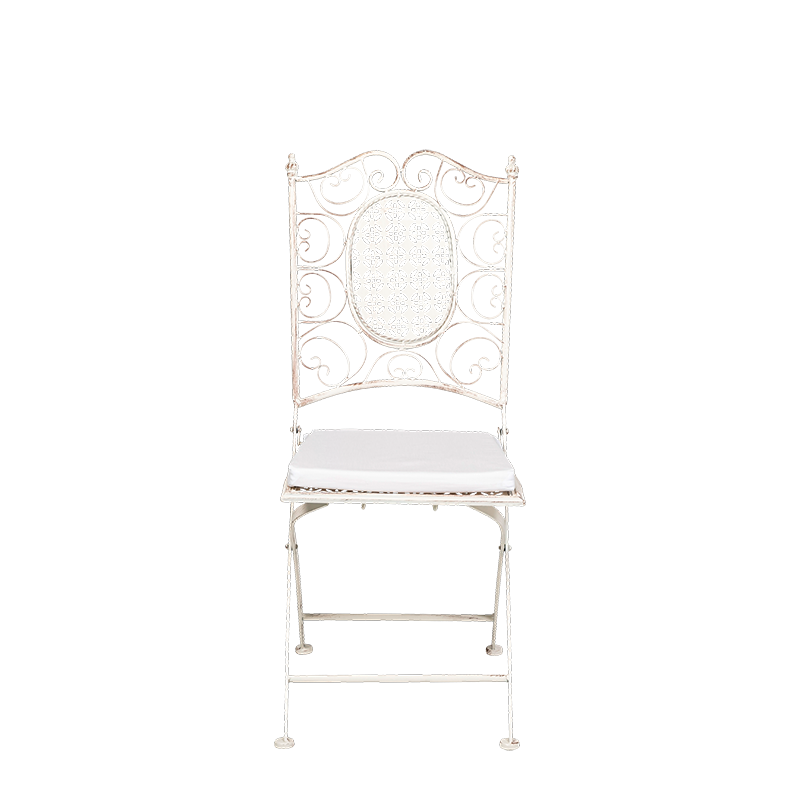 Chantilly white wrought iron chair with cushion