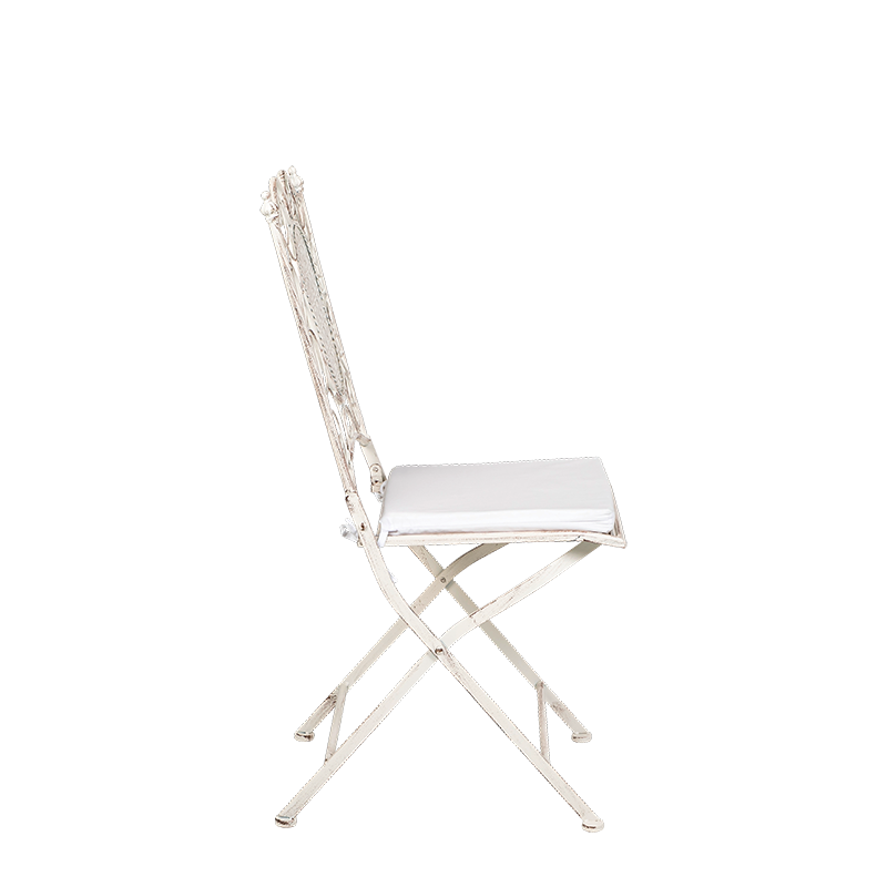 Chantilly white wrought iron chair with cushion