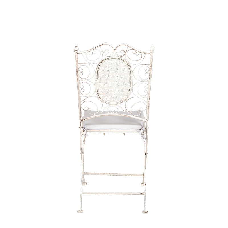 Chantilly white wrought iron chair with cushion